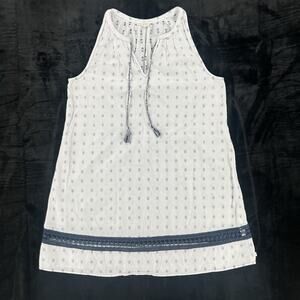 Lucky Brand Women’s Boho Dress Med White Tassel Sleeveless Cotton Dress